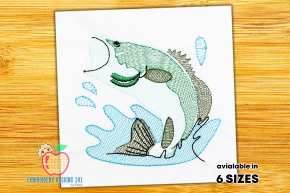 Download Bass Fish Jumping in Water Quick Stitch - Premium Resources