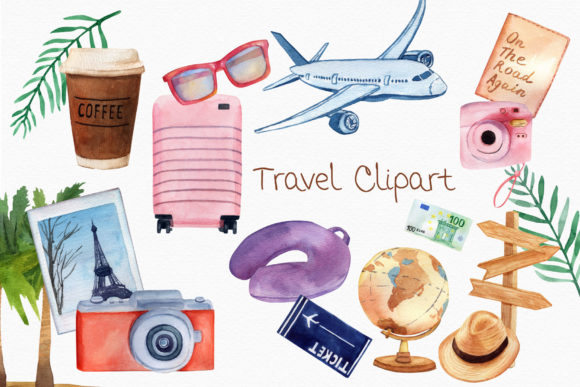 Download Travel Watercolor Clipart Suitcase Globe - Premium Resources